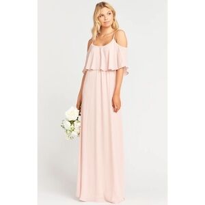 Show Me Your Mumu Caitlyn Ruffle Maxi Dress Size Small Blush Pink